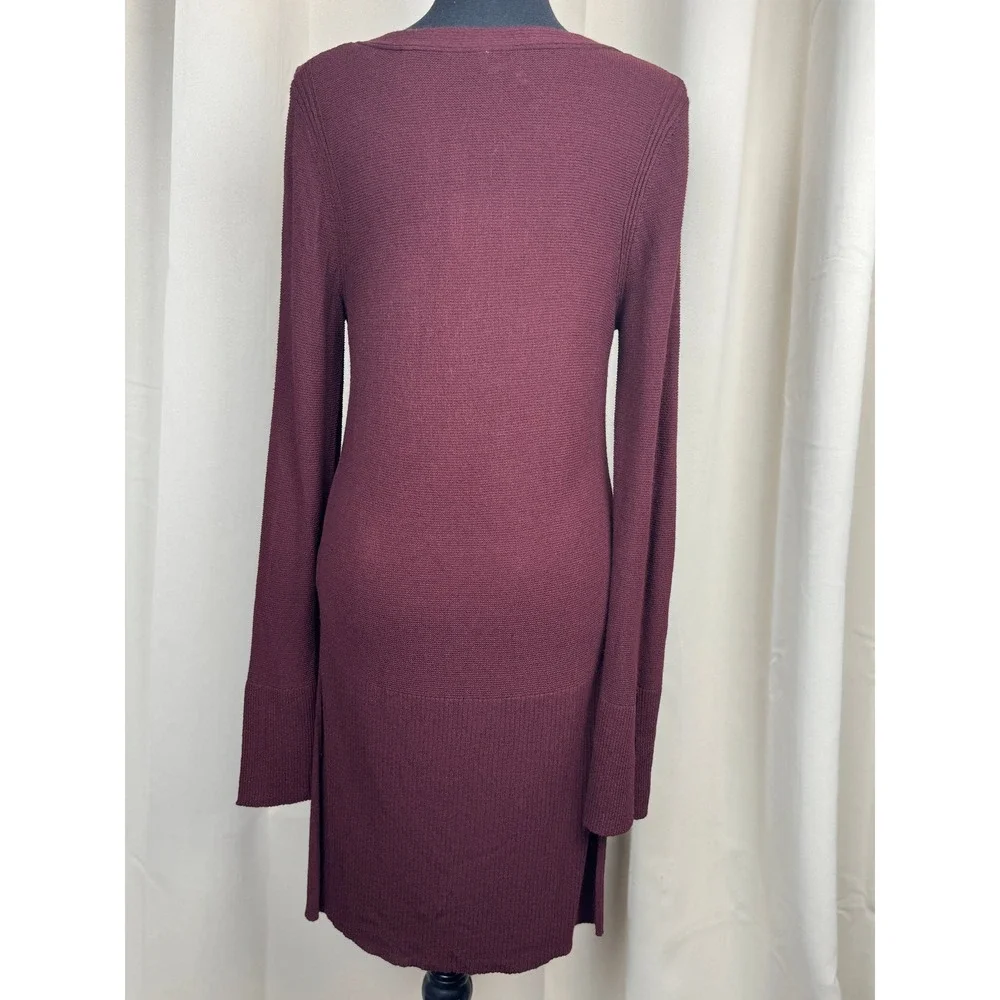 Free People‎ Casual Bohemian Crisscross Sweater Top Hi low Color Wine size M